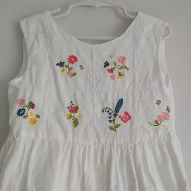 Mayoral Sun Dress 7 Y White Flower Embroidered Linen Blend Tiered Faux Wrap 2