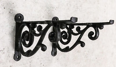 Set of 2 Cast Iron Black Decorative Victorian Scroll Wall Shelf Brackets 7.5" L