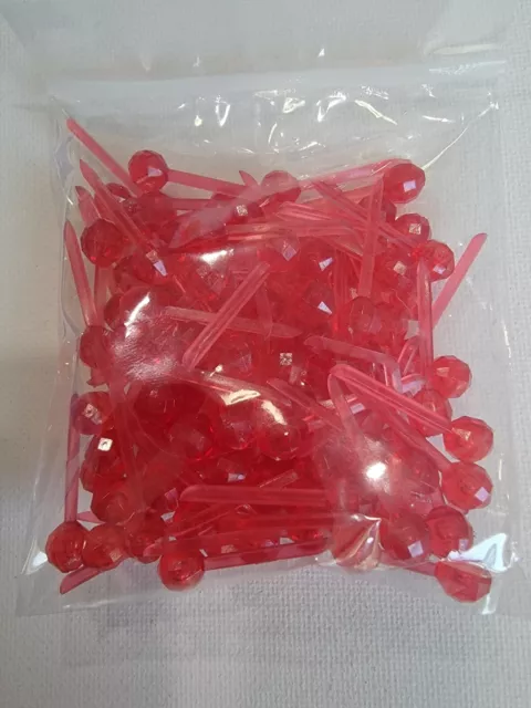 Plastic Lites for Ceramic Christmas Tree, Small Pin Globe Light, Red 100 pieces