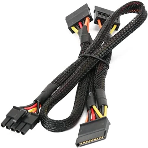 PCI-e 5 Pin Male to 3 SATA Female Modular Power Supply Cables Adapter PSU Pow...