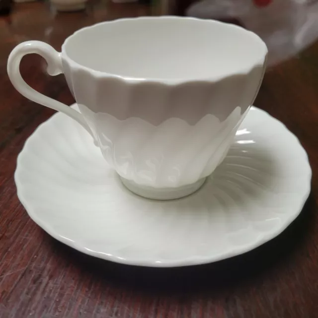 Vintage Aynsley white Tea Cup & Saucer Bone China England Swirl Design