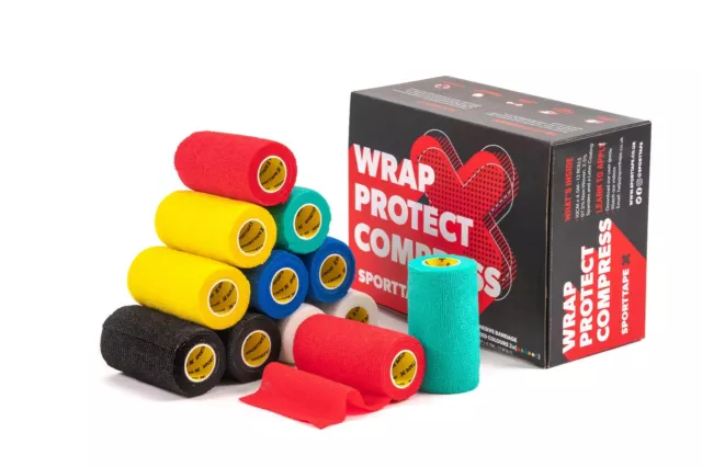 SPORTTAPE Cohesive Bandage | Self Adherent Vet Wrap, Sock Tape - Multipacks 6/12 2