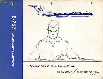 American Airlines Boeing 727 Vintage Safety Manual Card 1973
