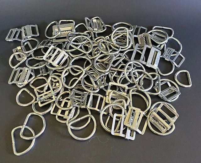 Web Strap Slide Buckles S, M, L 62ct and D-Ring Loop Belt Closures Sm, Med 60ct