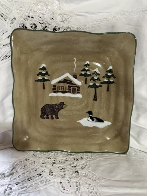 Sonoma lodge one square dinner plate cabin trees bear duck green trim