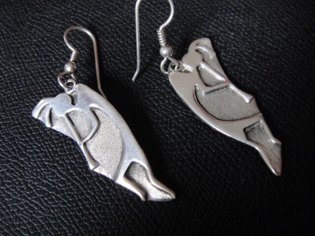 Vintage Navajo Ray Morton (Whirling Wind) Sterling Silver Kokopelli Earrings