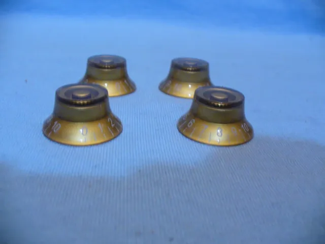 GUITAR 4 GOLD PLASTIC TOP HAT KNOBS 4 L/P AND SG  VOLUME TONE 6mm USA SHIPPING