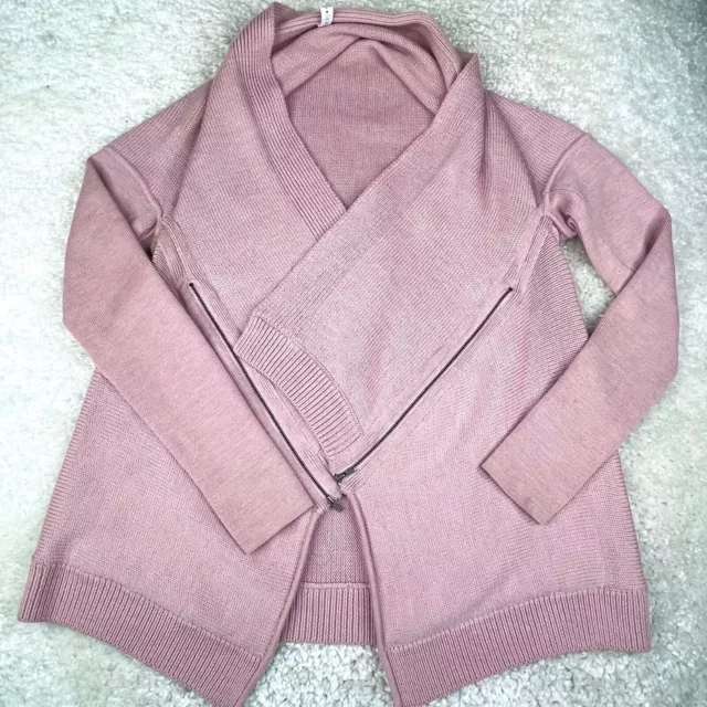 Lululemon Merino Wool Wrap It Up Cardigan Sweater Pink Womens 10