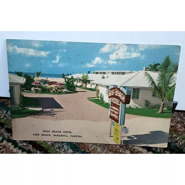 Vintage Gulf Beach Hotel Long Beach Sarasota Florida 1950s Post Card