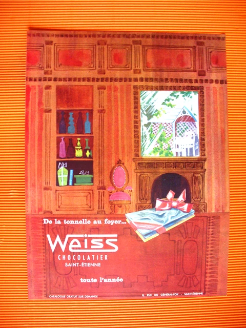 Publicite De Presse Weiss Chocolatier Saint Etienne Illustration Haubert Ad 1964