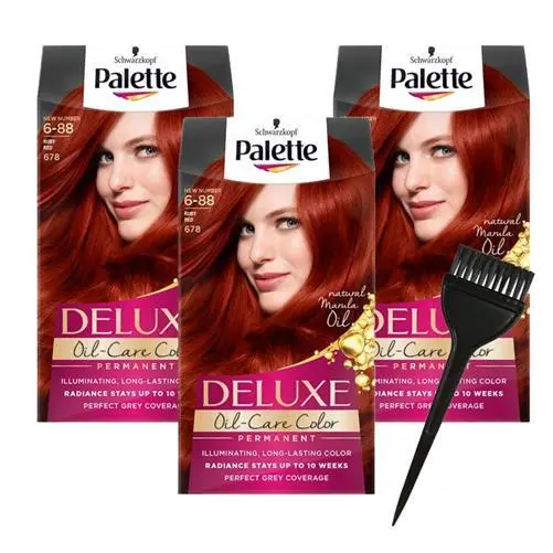 Schwarzkopf Palette Deluxe Ruby Red 6-88 678 Hair Color Rich Shade Value Pack x3
