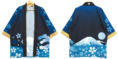HAPPI Japanese Festival Coat Kimono Matsuri Jacket Edo Kabuki Free size darkblue