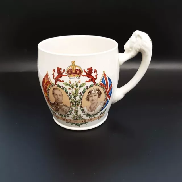 King George VI Coronation Tea Cup Mug Lion Handle 1937 Goode & Co London