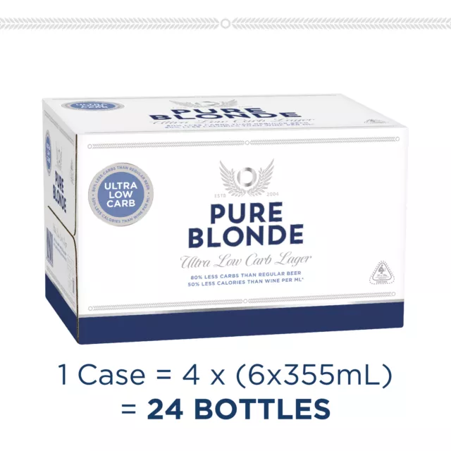 Pure Blonde Ultra Low Carb Lager Beer 24 x 355mL 3