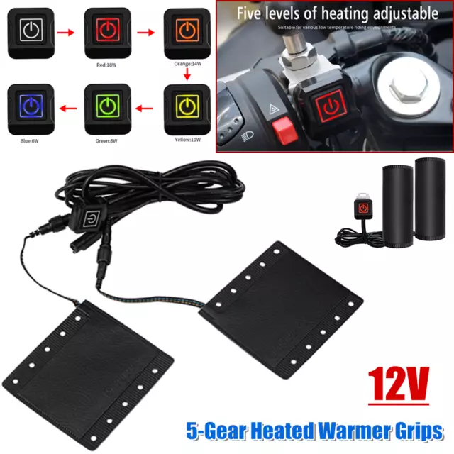 Removable 12V Motorcycle Heated Hand Grip Pad Handlebar Warm Heater Sleeve Cover