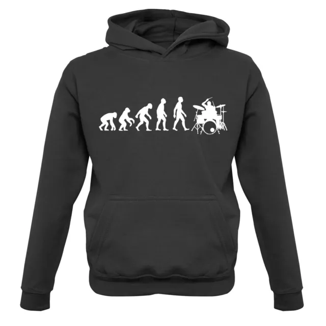 Evolution of Man Drummer - Kids Hoodie Drum Drumming Music Rock Kit Love