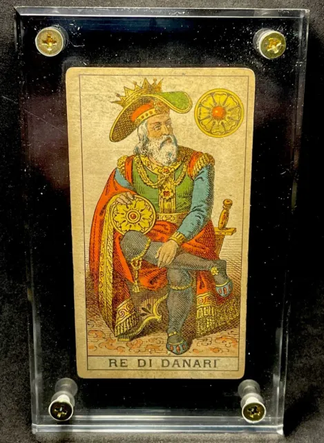 c1870 King of Coins Historic Chromolithographed Arcana Avondo Antique Tarot Card