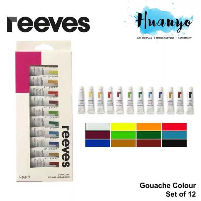 Reeves Artist Gouache Water Colour Set of 12 (12ML Tube)