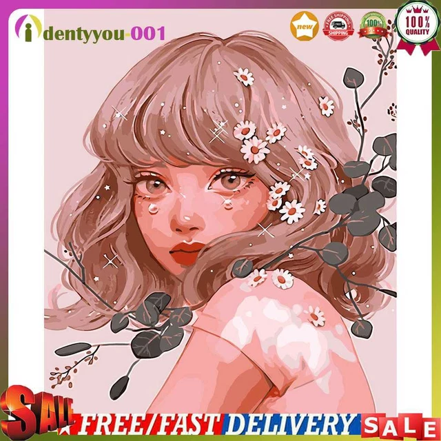 Kits de pintura al óleo Daisy Girl por números lona hágalo usted mismo imagen pintada a mano (B527)