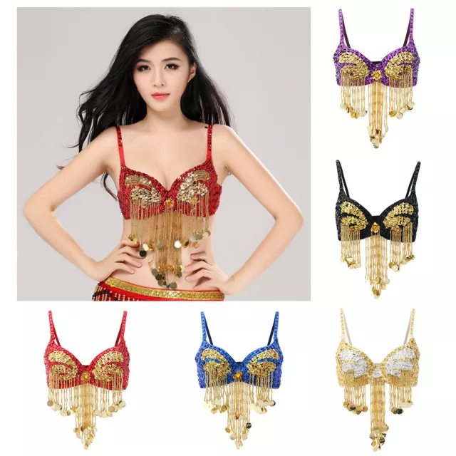 Femmes paillettes scintillantes glands soutien-gorge haut Raves danse du ventre