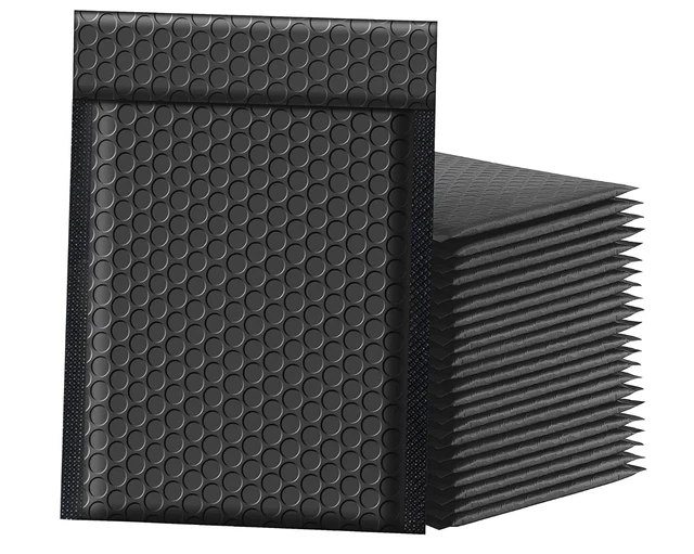 x10 ENVELOPPES À BULLES ÉTANCHE EN POLYÉTHYLÈNE 15x20CM NOIR AUTO SCELLANTE