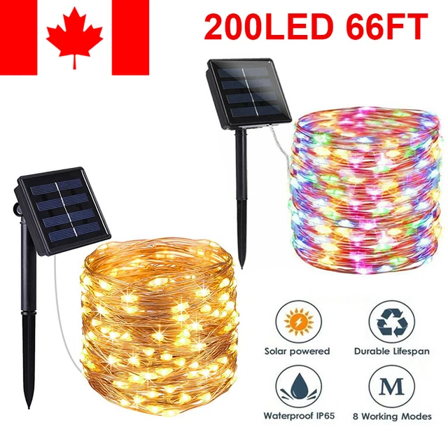 200 LED Solar Fairy String Light Copper Wire Outdoor Waterproof Garden Decor 20M