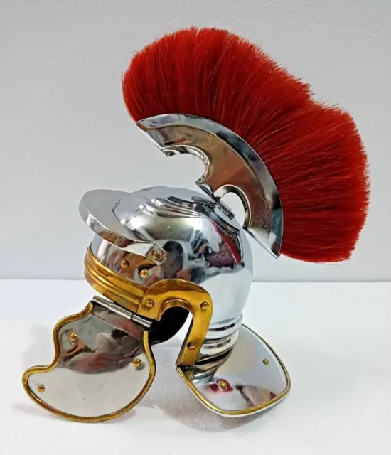 MEDIEVAL ROMAN CENTURION Helmet Red Crest Plume Gladiator Miniature 
