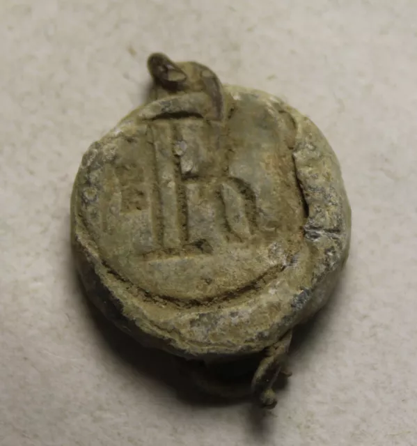 Rare Original Ancient Byzantine medieval Lead seal artifact R monograms