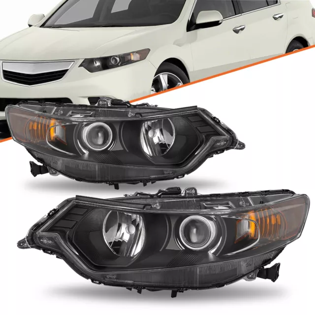 For 2009 2010 2011 2012 2013 2014 Acura TSX Xenon HID Black Headlights Assembly