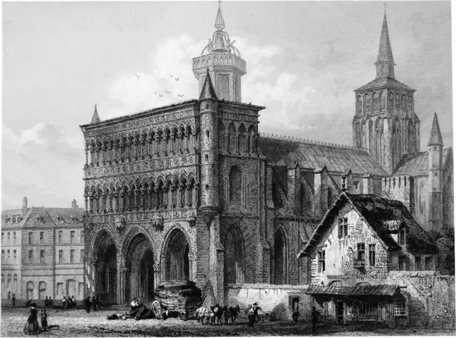 BOURGOGNE - ÉGLISE NOTRE-DAME de DIJON au 19e siècle - Gravure du 19eme siècle