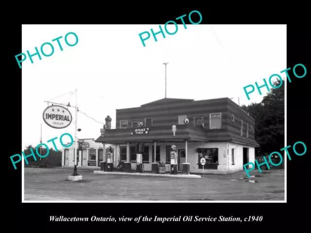 OLD 8x6 HISTORIC PHOTO OF WALLACETOWN ONTARIO IMPERIAL OIL GAS STATION c1940