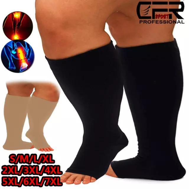 Compression Socks Wide Calf Anti-Fatigue Leg Varicose Vein Stocking Unisex S-7XL