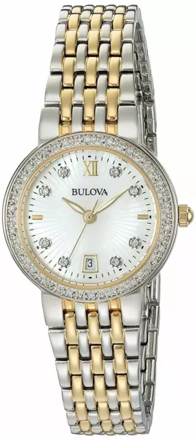 Bulova Women's Quartz Diamond Accent Markers Gold Watch 26mm 98R211