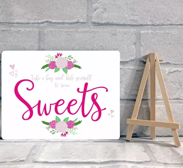 A5 Sweet Table Candy Stall Cart Buffet Sign Wedding Party - Pink / Blue / Lilac