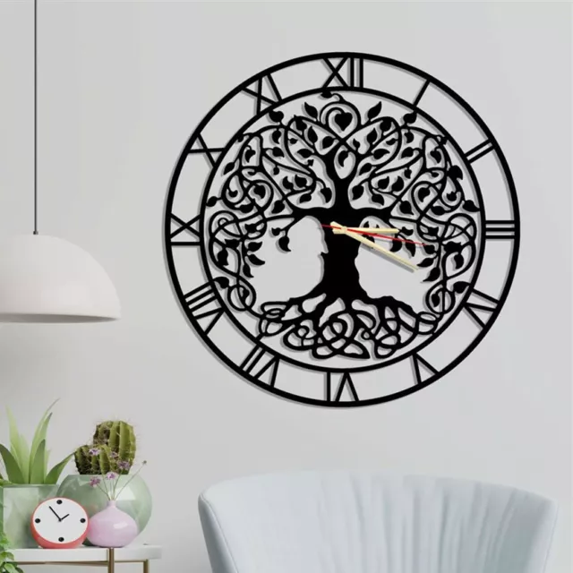 Horloge Murale en métal style industriel, Pendules murales fer Noir, Ronde