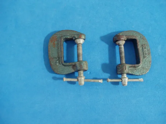 Vintage Lot Of Two  1"  C-Clamps  3/4" Deep
