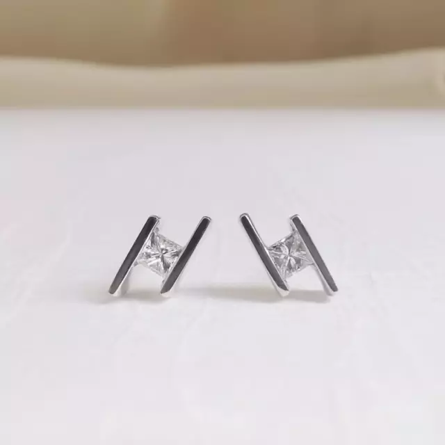 Princess Cut Moissanite Earrings Stud/14K White Gold Earrings Valentine Gift 925