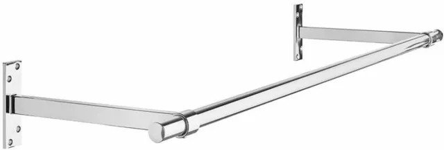 Palo lungo 5 piedi + 2 staffe + 2 tappi estremità in plastica - parete cromata super resistente