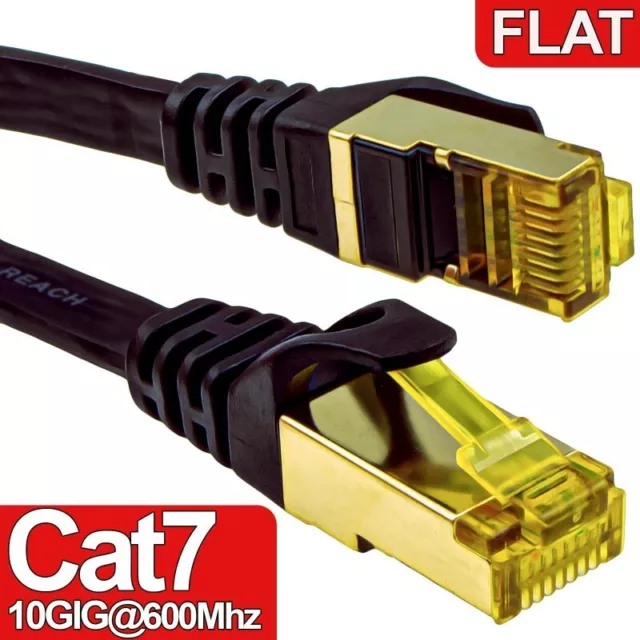 Premium RJ45 Network Cat7 Ethernet Cable Thin FLAT 10Gbps SSTP LAN Lead Lot