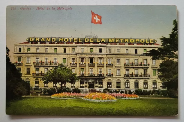 Geneva Hotel de la Metropole Before Renovation Switzerland Postcard