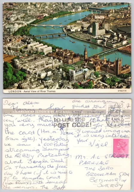 c27256 Aerial view London  England  postcard 1971 stamp