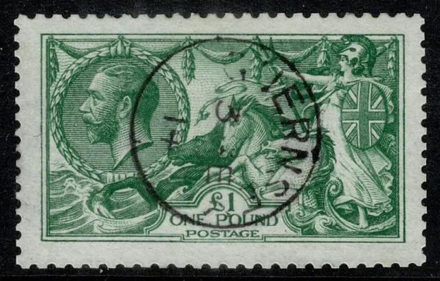 1913 SG 403 £1 Green Waterlow Seahorse Superb CDS Used Cat. £1,400.00