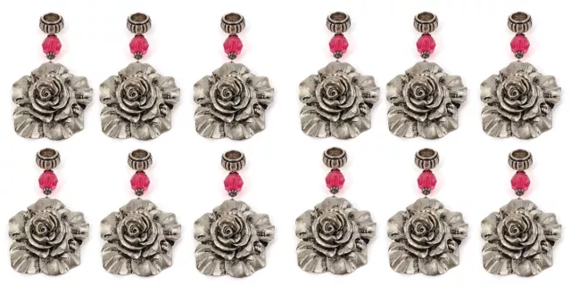 WHOLESALE/BULK - 12 Scarf Pendants - Rose and Pink Glass Bead  - 12cms - AU Shop