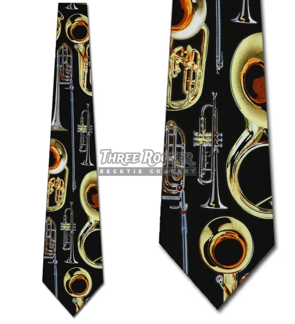 Brass Instrument Tie Music Neckties Mens Trombone Trumpet Neck Ties Brand New Brass Instrument Tie Music Neckties Mens Trombone Trumpet Neck Ties Brand New