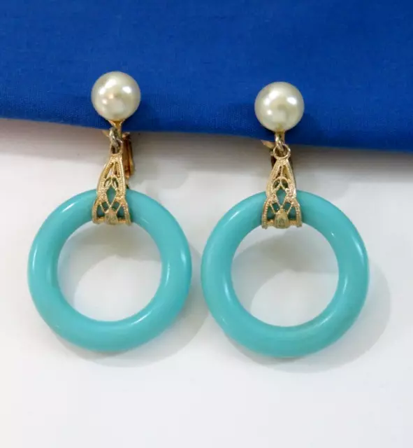 VINTAGE NAPIER E/R's, TIFFANY BLUE ROUND LINKS, GOLD TONE FILIGREE, 1950s BOOK