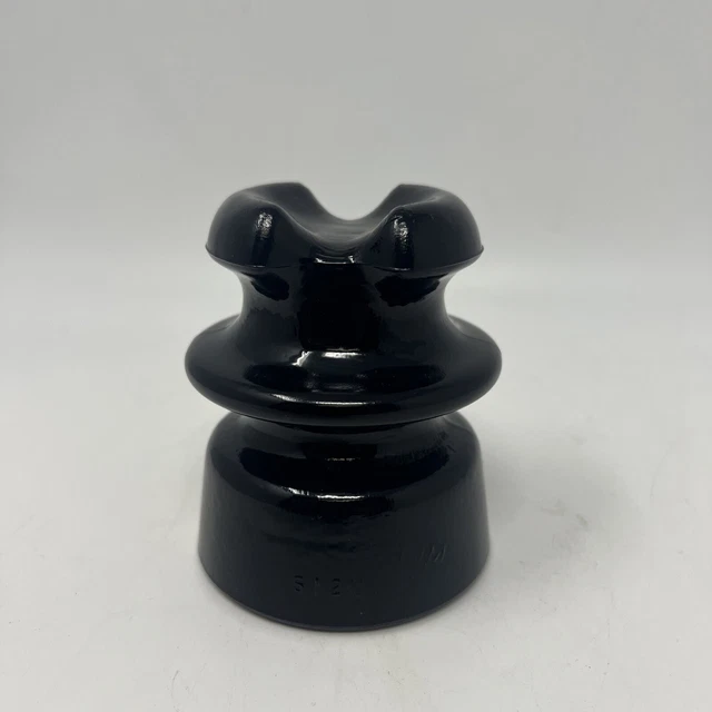 Vintage Super Rare USA Porcelain Electrical Insulator Black HI Top 512U USA Made