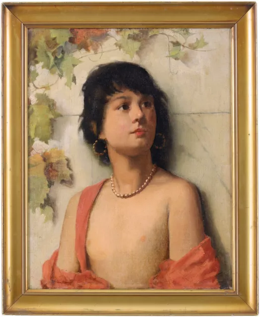 A Young Woman Antique Orientalist Oil Painting 19th Century European School