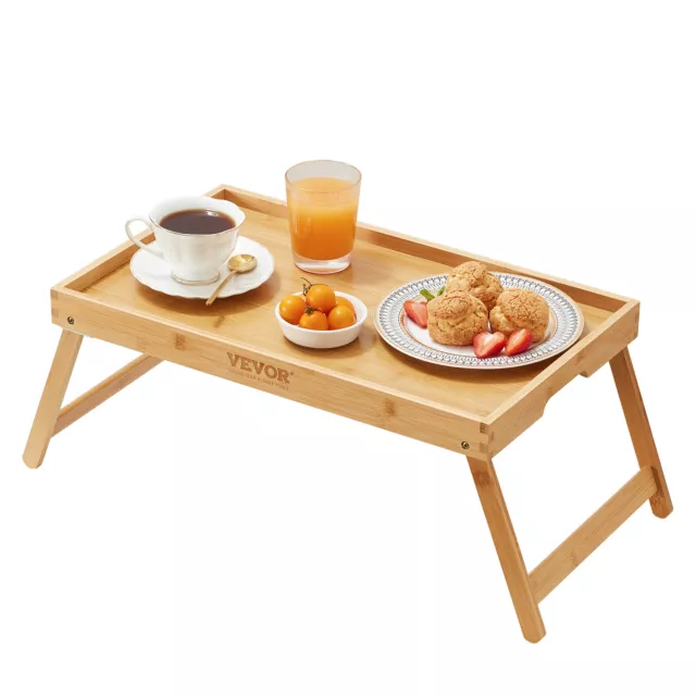 VEVOR Bamboo Bed Tray Breakfast Serving Table Laptop Desk with Foldable Legs