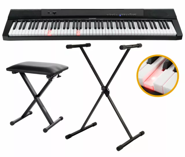 Digital 88 Leucht-Tasten Keyboard E-Piano Stage Piano Sounds Set Ständer Hocker