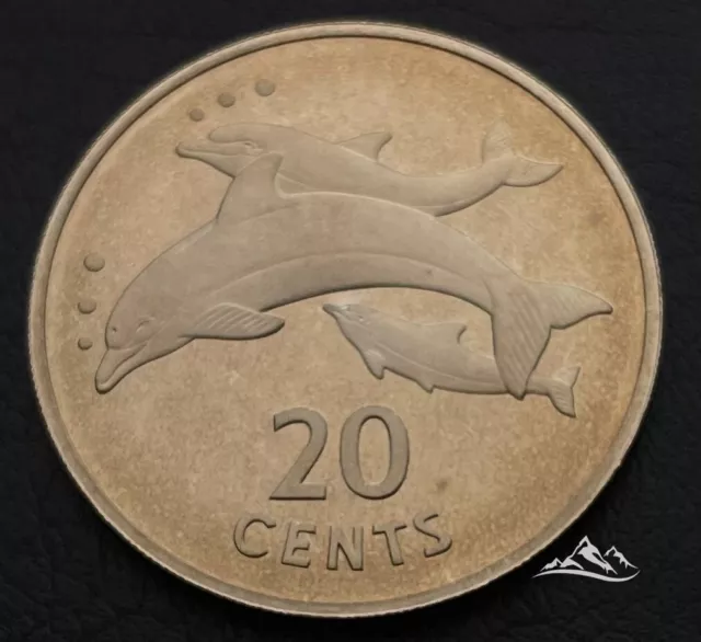 Kiribati Gilbert Islands 20 cents coin 1979 Proof. KM #5. Dolphins. Animals